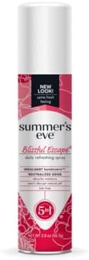 Summer's Eve daily refreshing sprays in Blissful Escape and Island Splash variants for intimate care.