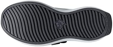 Side profile of black extra wide walking shoes for diabetic foot care.