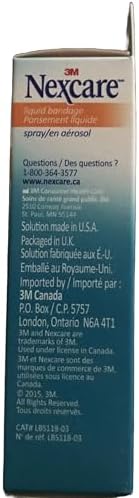 Nexcare first aid spray bottle showing packaging and usage info
