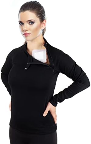 MandMcares USA imported chemotherapy sweater for women illustrating dual chest zipper openings for central line access