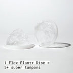 Disposable plant-based menstrual disc being pinched for easy insertion using the flexible rim.