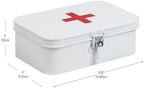 Vintage style metal emergency kit box with red cross symbol for home safety