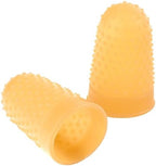 Medium size eleven and a half amber rubber finger cots with nubbed textured surface design