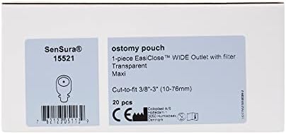 Pack of twenty authentic Coloplast 15521 standard wear non-convex ostomy pouches in clear packaging