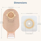 Heagimed drainable ostomy bag demonstrating the integrated hook and loop closure system at the bottom tail