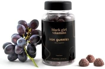 Grape flavored sixty count iron gummies bottle back view.