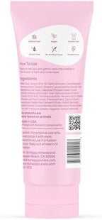 Back label of Happy Curves Tahitian Vanilla wash showing usage instructions.