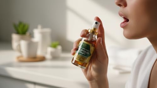 Travel friendly 1 fluid ounce bee propolis oral spray packaging showing dietary supplement details.