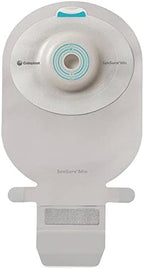 Close up of EasiClose wide closure outlet on a premium drainable ostomy pouch