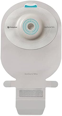 Close up of EasiClose wide closure outlet on a premium drainable ostomy pouch