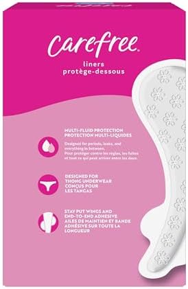 Carefree unscented thong liners with stay put wings for women