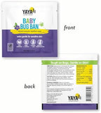 YAYA ORGANICS Baby Bug BAN wipes package being held to illustrate the portable size for family diaper bags.