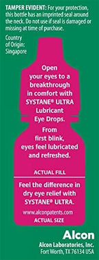Portable small size Systane Ultra lubricant drops for daily eye protection.