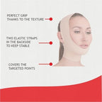 Adjustable Velcro closure detail on a face lifting slimmer wrap.