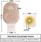 VLOOKUP colostomy bag set detailing the flexible skin friendly adhesive baseplate backing
