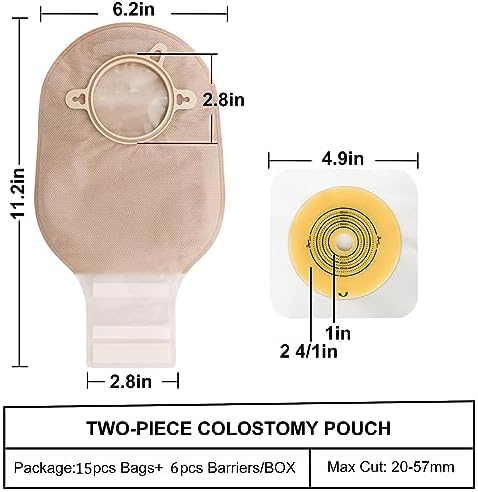 VLOOKUP colostomy bag set detailing the flexible skin friendly adhesive baseplate backing