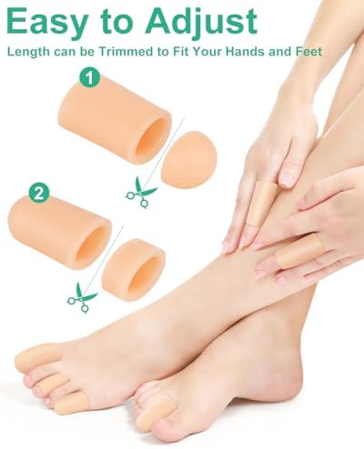 Washable and reusable silicone small toe caps protector sleeves displayed on white background