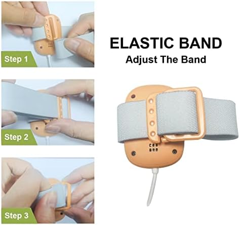 Side view of the ergonomic Fency potty training alarm in orange.