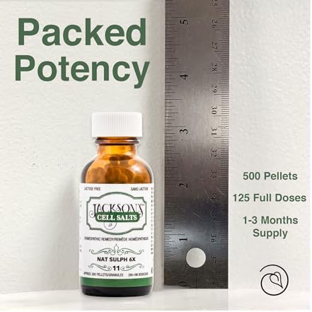 Full product display of Jackson's 500 pellets Natrum Sulphuricum 6X bottle