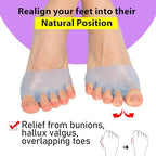 Side profile of medical grade silicone toe separator showing ergonomic design for foot pain relief.
