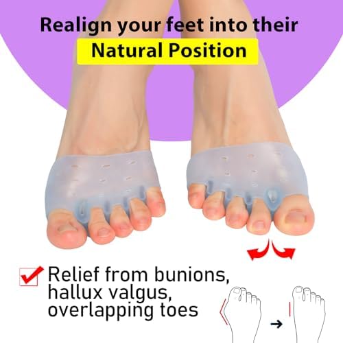 Side profile of medical grade silicone toe separator showing ergonomic design for foot pain relief.