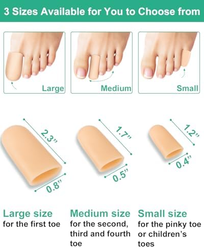 Close up of small silicone toe sleeves cushioning a pinky toe for friction relief