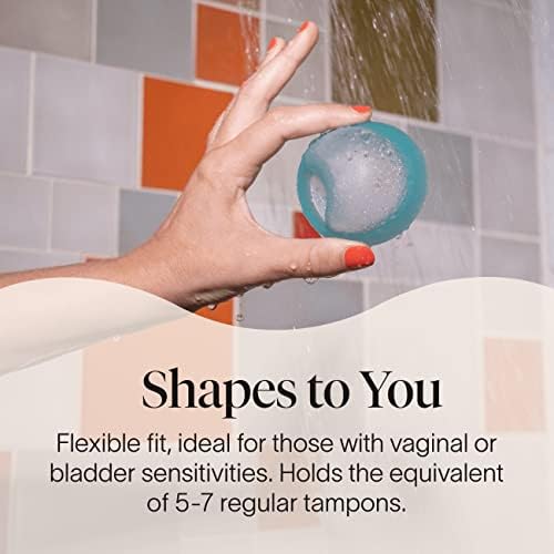 Cora reusable silicone disc showing flexible figure eight shape.