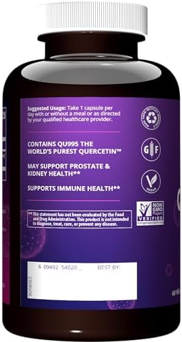 Side angle of MRM Nutrition Quercetin 500mg supplement facts panel
