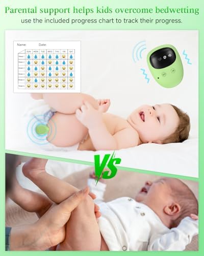 Yorenson rechargeable bedwetting training alarm receiver showing the button controls for sound and vibration alert modes.