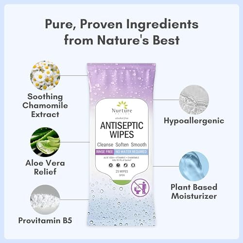 Nurture XL Antibacterial Body & Hand Wipes | Alcohol-Free Antiseptic Wet Sanitizer Towelettes for Germ Removal, Disinfecting Skin, Sanitizing Hands |Cleaning Cloths | Adults & Baby | Thick & Strong - Image 6