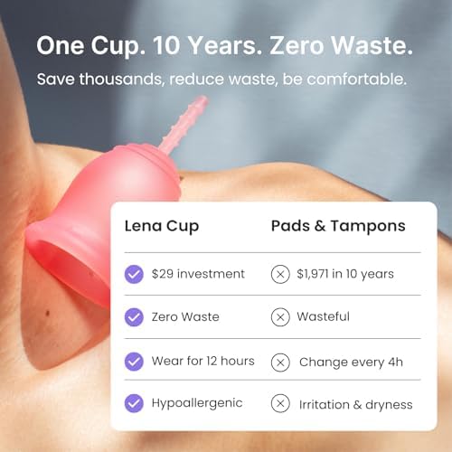 Lena Menstrual Cup Original being held to demonstrate soft flexible texture