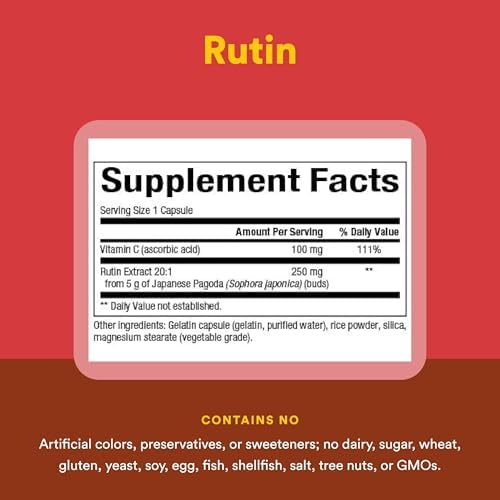 Natural Factors Rutin 250mg citrus bioflavonoid container highlighting cardiovascular and vascular health support text