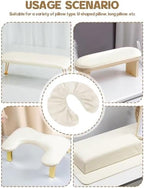 Side profile of Ebanku arm rest protector on professional nail pillow