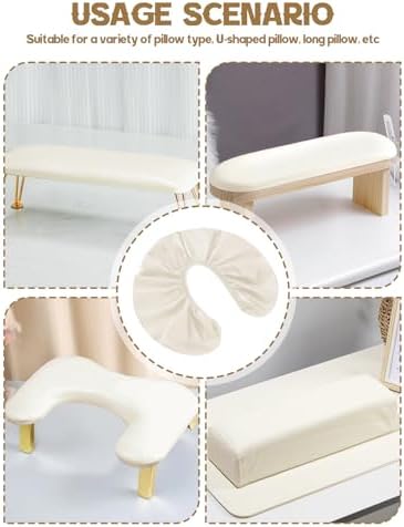 Side profile of Ebanku arm rest protector on professional nail pillow
