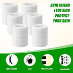 Six pieces of Xelsluthe white sports wrist sweatbands organized