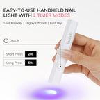 Close up of Lavinda UV LED lamp curing a single gel nail
