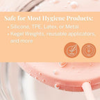 Pixie Cup Dust Sanitizer eliminating bacteria on a silicone menstrual cup.
