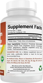 Non GMO and gluten free chromium picolinate 120 tablets packaging details