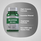 Non-GMO and gluten-free Piping Rock selenium supplement packaging details