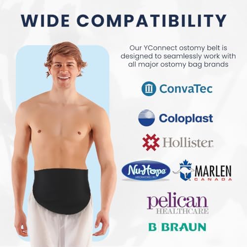Back view of the black YConnect Ostomy Belt highlighting the smooth and breathable stitching.