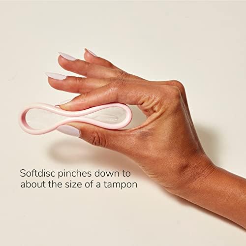Menstrual disc packaging showing comparison to five super tampons
