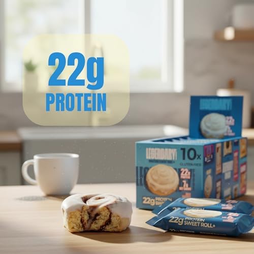 Legendary Foods Cinnamon Roll 22g Protein Bars – Gluten-Free, Low Carb Meal Option – Sweet Zero Sugar Snack, Keto-Friendly – 10-Pack High Protein Pre- or Post-Workout Nutrition Bars - Image 6