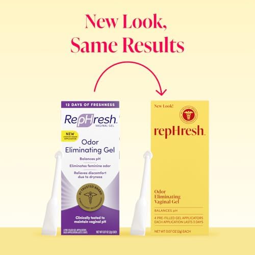 Back label of RepHresh Vaginal Gel listing ingredients and clinical pH balancing benefits.