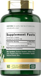 Carlyle Rutin supplement side panel showing supplement facts and serving size info