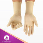 Dynarex sterile medical gloves packaging showing size and sterile markers