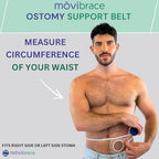 Packaging illustration detailing sizing instructions for abdominal circumference between fifty to fifty four inches.