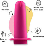 Pink silicone reusable period cup applicator for easy insertion.