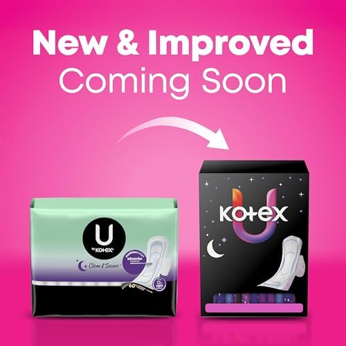 Imported U by Kotex overnight feminine pads packaging highlighting 12 hour night defense.