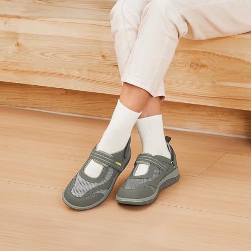 FitVille extra wide width walking shoes for women with adjustable strap closure.