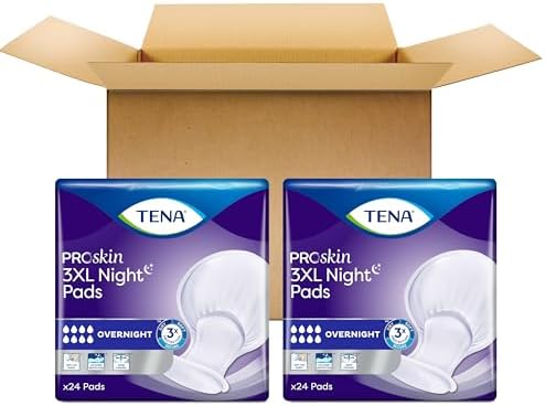 Close up of TENA ProSkin night pads box showing ConfioAir breathable technology icon